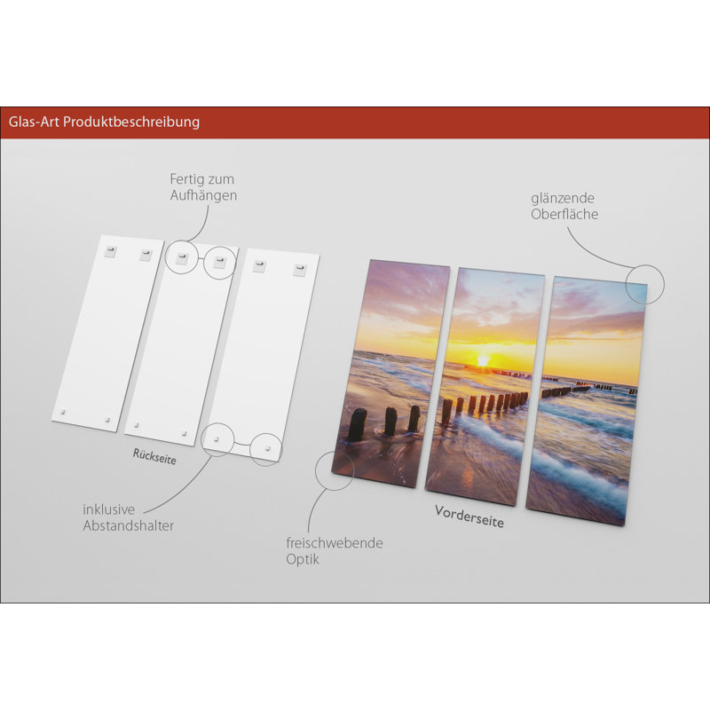 Way To Heaven - 3 Piece No Frame Print on Glass