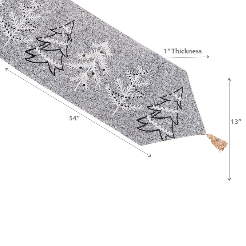 Christmas Tapestry Table Runner Gray Trees 54", 54" L x 13" W