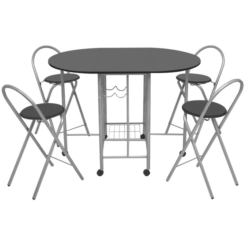 Athens Drop Leaf Dining Set, Black