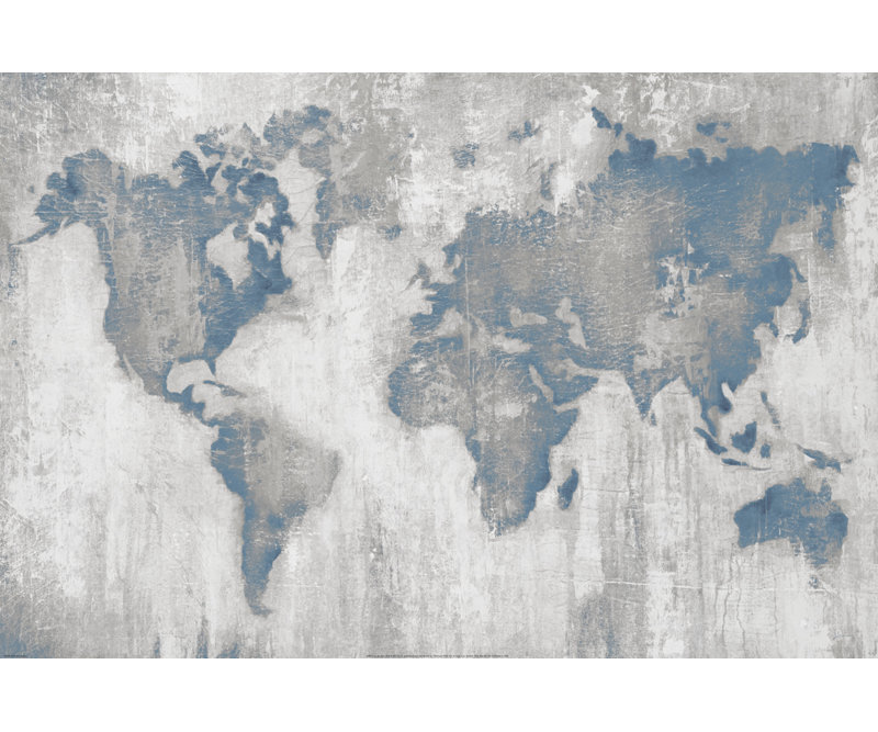 « map of the world » par liz jardine-picture frame, reproduction d’art sur papier, H 11 po x l 14 po x P 2 po