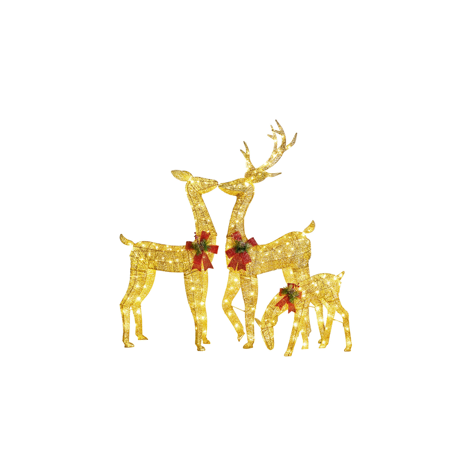 3-piece Christmas Reindeer Set, Gold