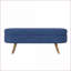 Banc de rangement repose-pieds, lin bleu marine, 43,5 po x 16 po x 16 po, pieds en bois d'hévéa | Noyer brun | Bois