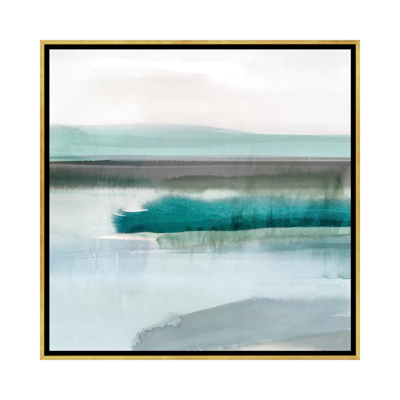 «Slide Away III» par Isabelle Z - reproduction d'art, Toile encadrée d'or, H 37 po x l 37 po x P 1,5 po, Pas de tapis