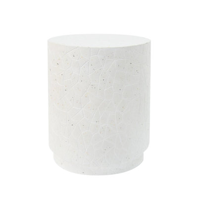 Table de bout d'extérieur en béton pour terrasse, table d'appoint de salon Terrazzo blanc