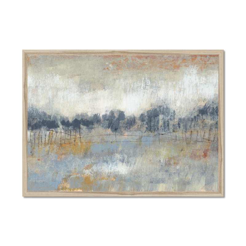 Cool Grey Horizon II by Jennifer Goldberger - Painting, 24cm H x 34cm W, Natural Wood Framed Paper Print