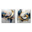 Tourbillons abstraits bleus dorés de sérénité IV - Collages abstraits, ensemble de 2 impressions carrées-1550029629