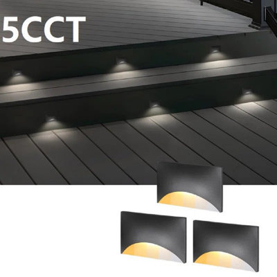 Integrated LED Hardwired 120V Deck Light, Dimmable Metal Stair Step Lights, 5CCT