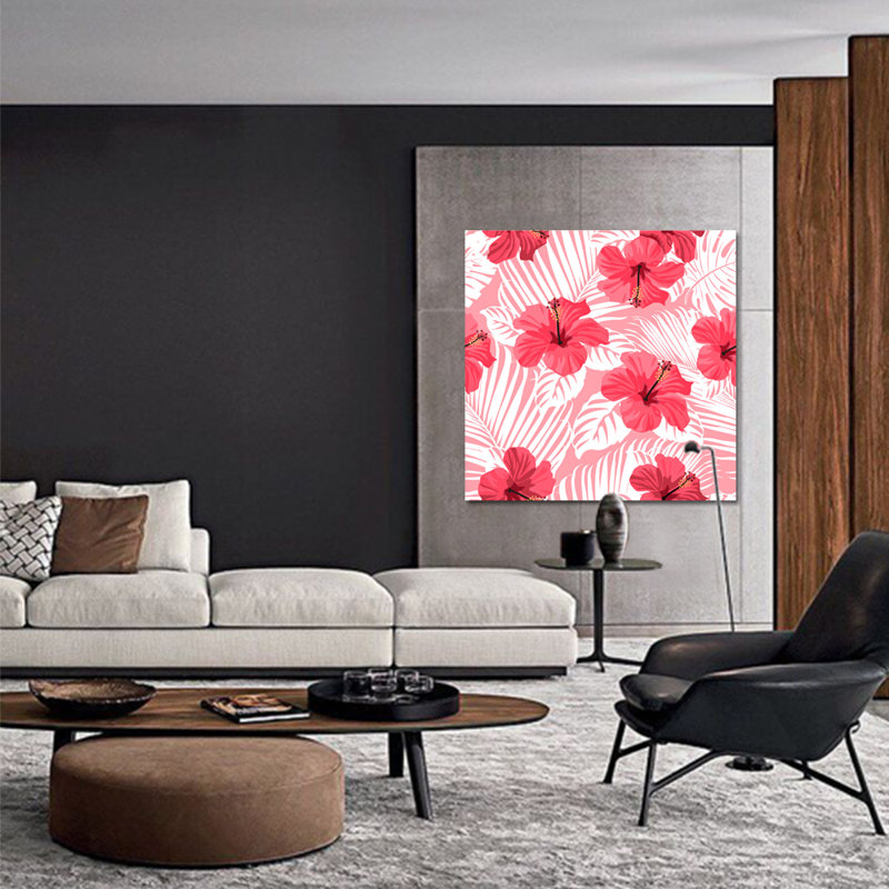 Pink Tropics Print, Square 56" H x 56" W x 2.5" D