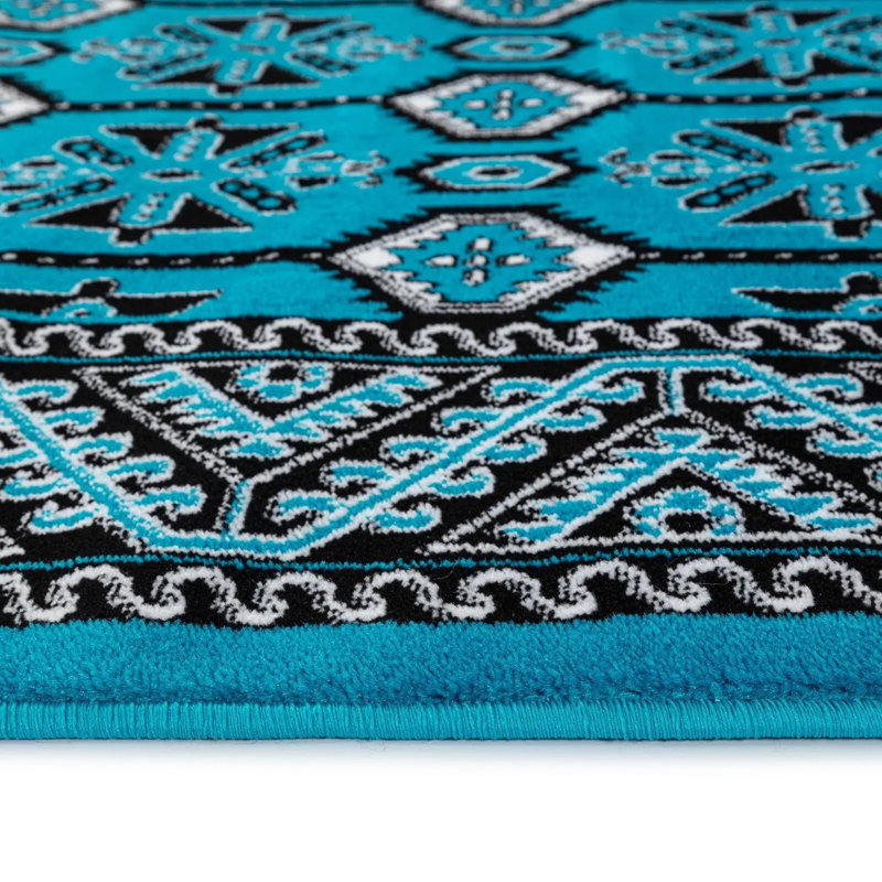 Oriental Area Rug, Emerald, Rectangle 60 x 110 cm