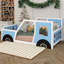 Lit plateforme simple en forme de voiture avec roues-1057295391