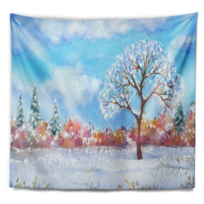 Peinture paysage arbre en tapisserie d'hiver, H 32 po x l 39 po