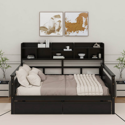 Daybed With Bedside Shelves And Drawers