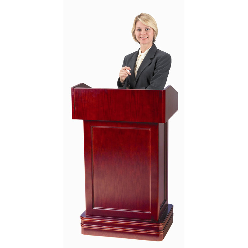 Cherry Hardwood Floor Model Podium with Storage Drawer