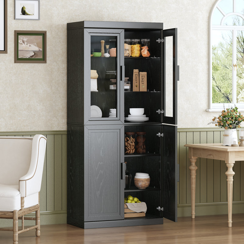 Garde-manger 72 po avec tablettes en bois, Noir, noir, noir, noir