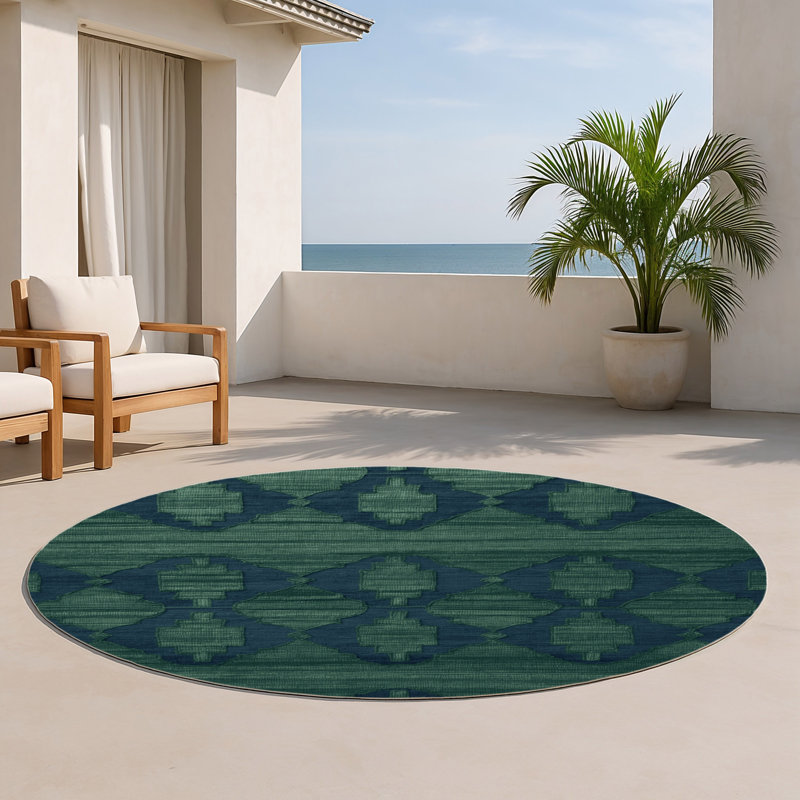 Tapis gris intérieur et extérieur Trellis, Rond 5 pi