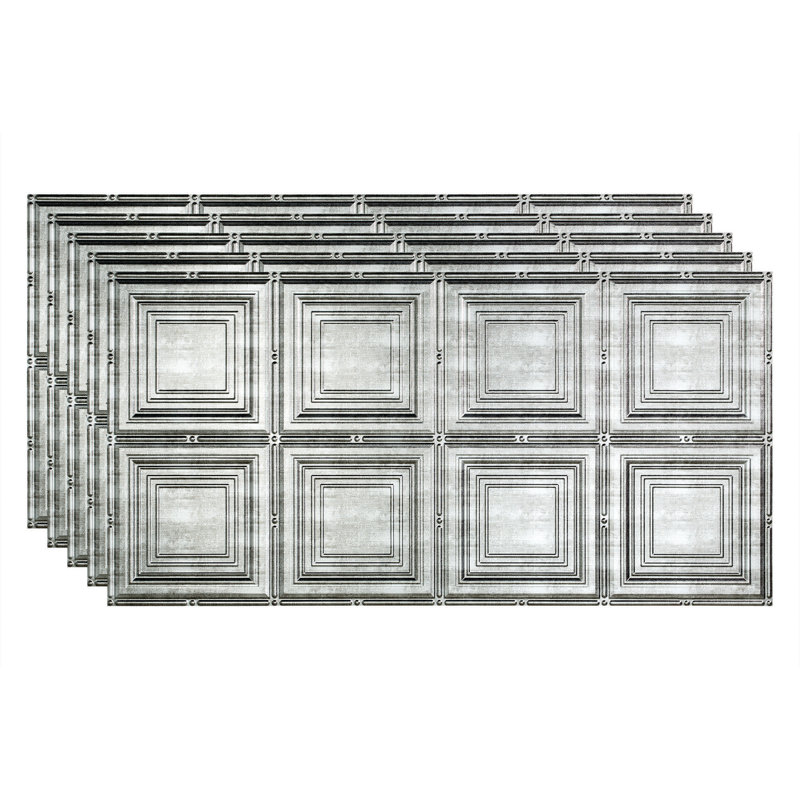 Panneau de plafond décoratif en vinyle 2 pi x 4 pi FASÄDE, Argent hachuré