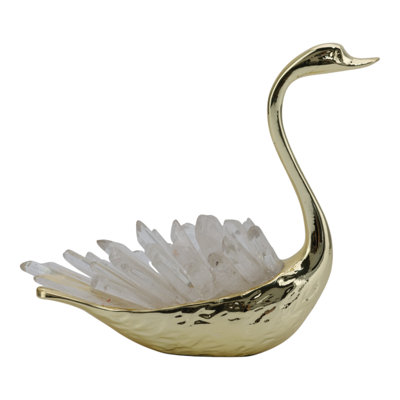 Aviara Swan Decorative Object with Sculptural Crystal Accents - Modern Artistic Centerpiece for Elegant Home Decor.