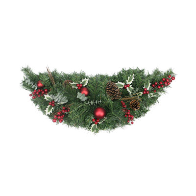 Ornement de Noël 36 po pré-décoré Holly Berry Pine