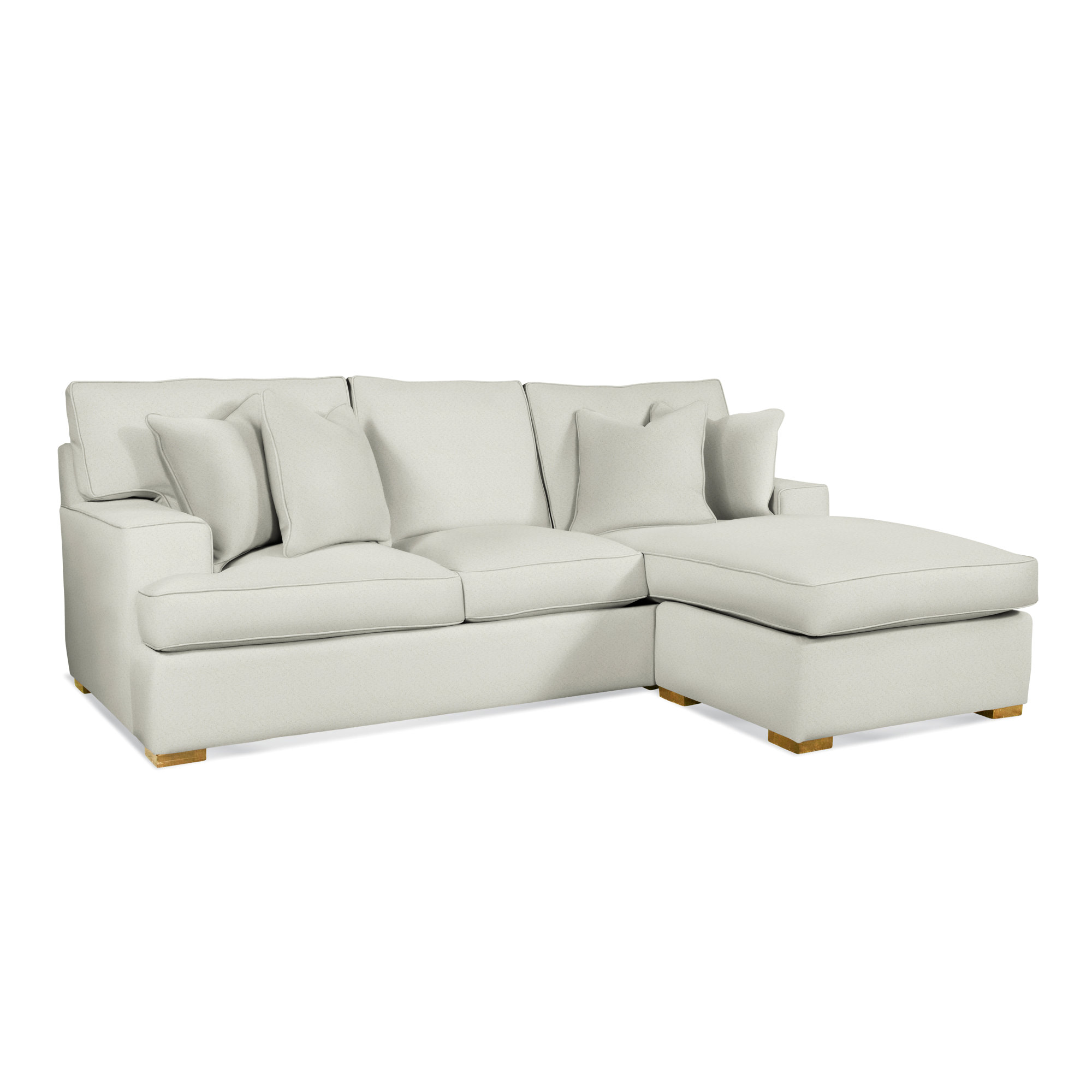 Sadie 97" Wide Reversible Sofa & Chaise with Ottoman, White Performance Fabric; 0851-94, Honey Finish