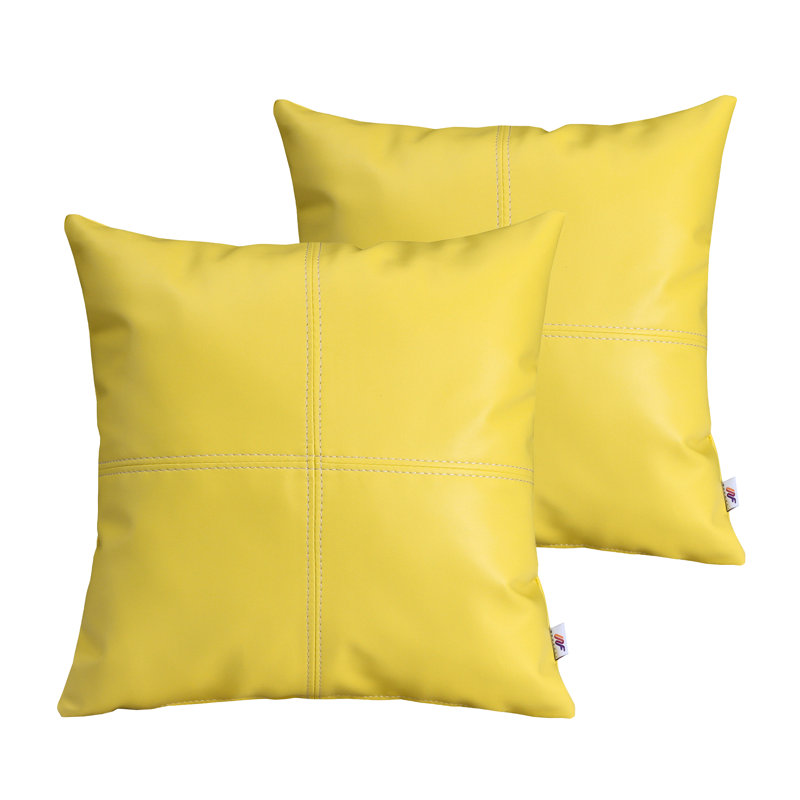 Faux Leather Pillow Cover, Yellow