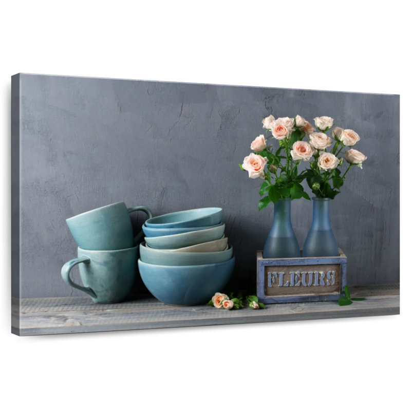 Senne Rustic Blue Ceramics, 26" H x 39" W