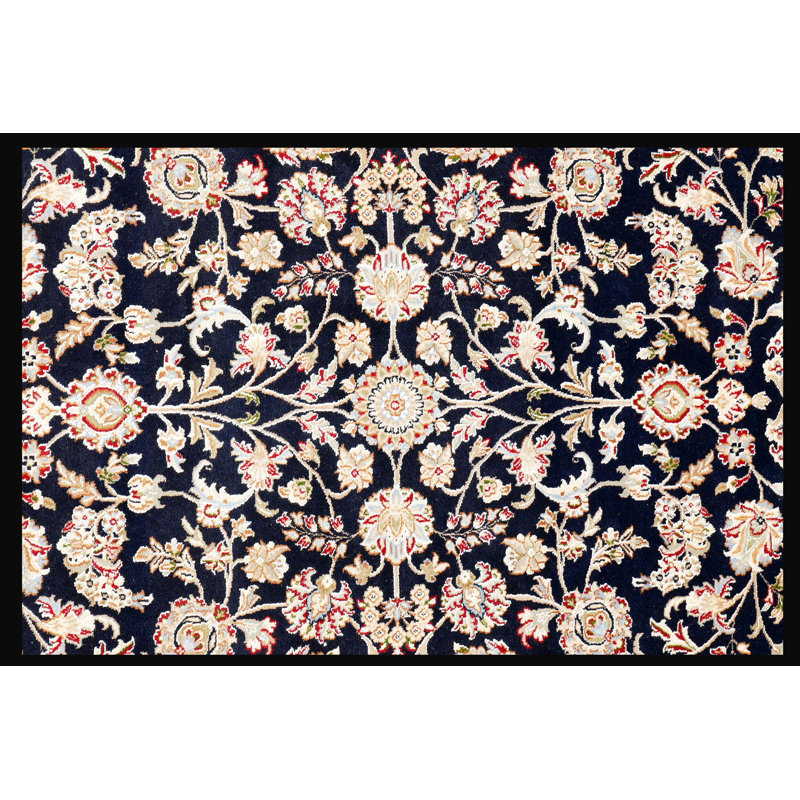 Walton Oriental Area Rug in Dark Blue/Ivory, Rectangle 4' x 6'1"