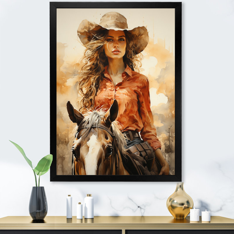 Artair Cowboy Sunset Roundup Cowboys - Cowboys, art mural encadré, H 44 po x l 34 po x P 1,5 po, Cadre photo noir