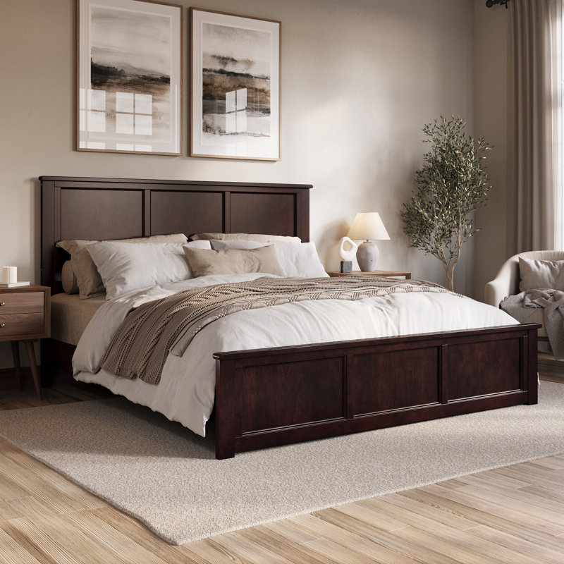 Patillo Solid Wood Low Profile Bed with Matching Footboard, Espresso, King