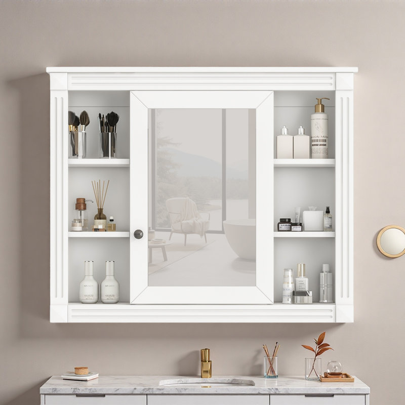 Armoire de toilette murale 35 "à 6 tablettes ouvertes