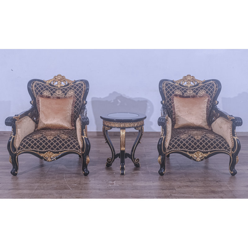 Armchair, Black/Gold Linen Blend, Brown