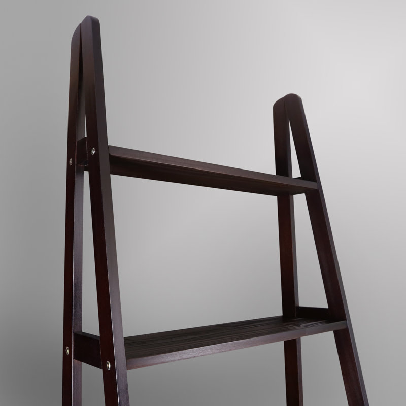 Bibliothèque échelle en bois massif H 72,5 "x l 25,25" Natrona, Espresso