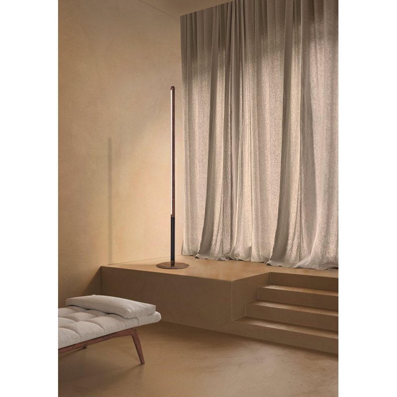 Linea 65.8'' LED Column Floor Lamp, Black, Walnut