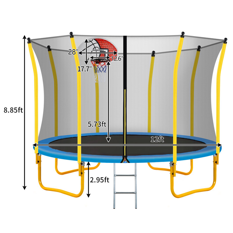 VIRUBI 12' Round Backyard Trampoline With Safety Enclosure & Reviews ...