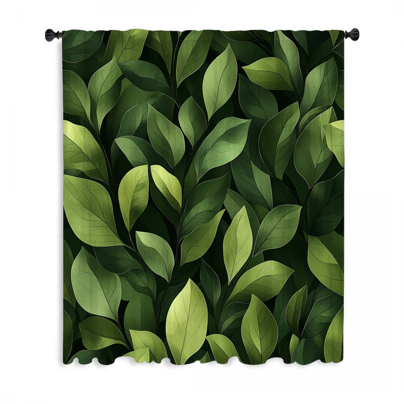 Leaf Window Curtains, Nature Blockout & Sheer Curtains - 1 Panel, 50" W x 84" L