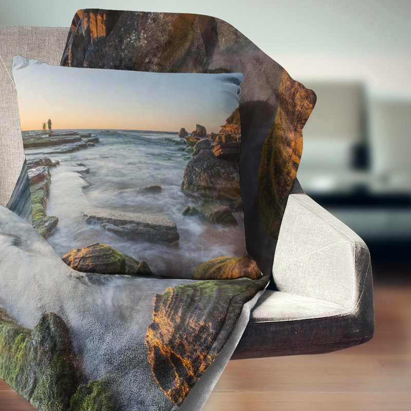 Coussin seascape de la soleil au-dessus de la mer sydney, 16 po x 1 po