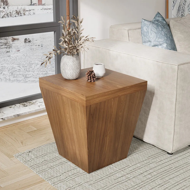 17.72" Walnut Veneer Side Table