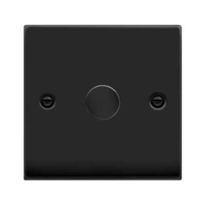 Matt Black 1 Gang 2 Way LED 100W Trailing Edge Dimmer Light Switch