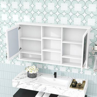 Pharmacie avec tablettes réglables et miroirs doubles