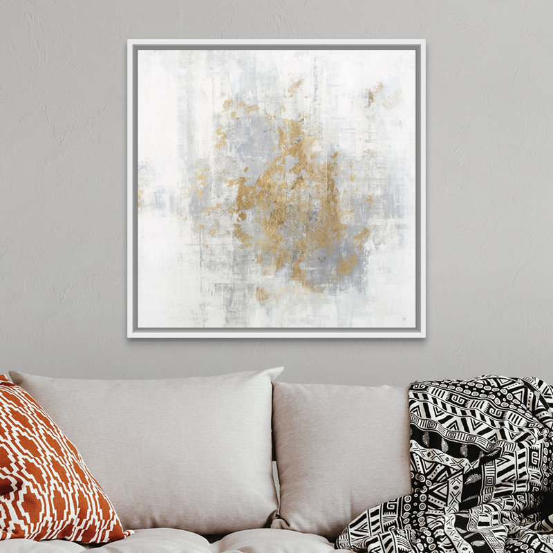 «Cali Gold I» par Joshua Schicker, reproduction sur toile, Cadre flottant blanc, H 38 po x l 38 po x P 1,75 po