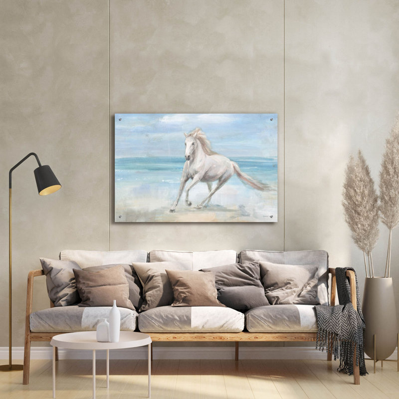 «Gallop On The Beach» par Danhui Nai, art mural en verre acrylique, H 24 po x l 36 po