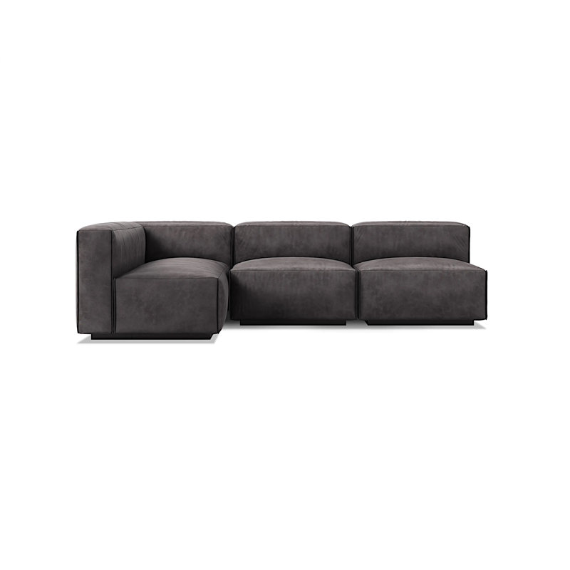 Cleon Modular Sectional, Camel Genuine Leather, Left Hand Facing