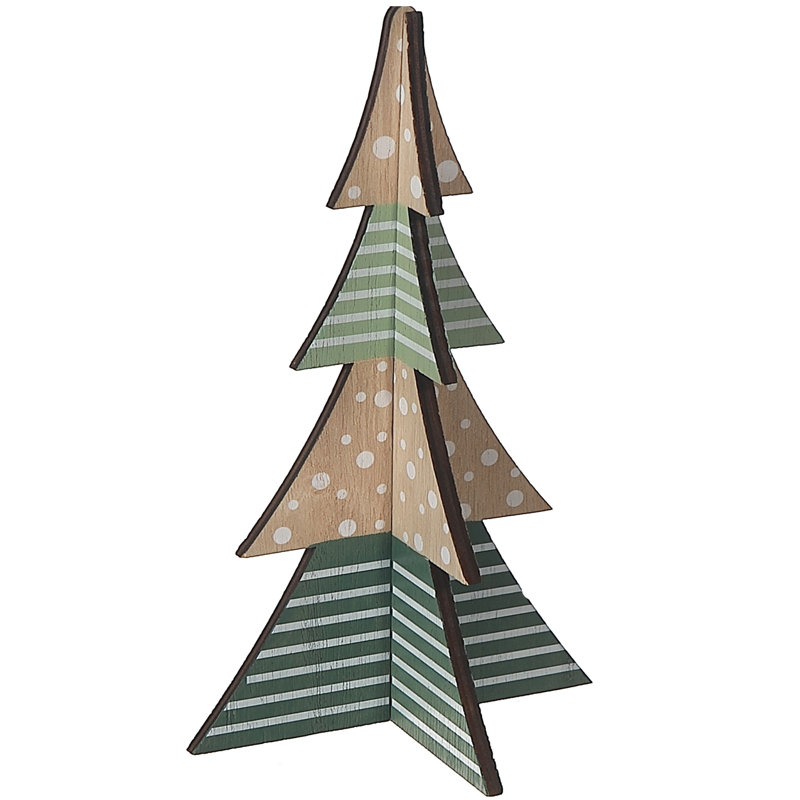 Décoration d'arbre en bois moyen, H 12 po x l 7 po x P 7 po