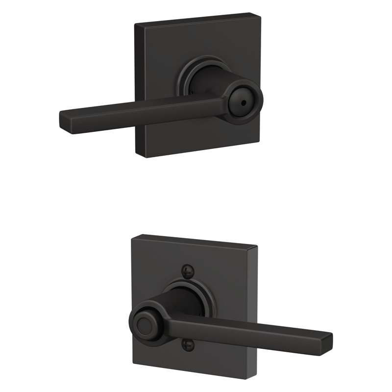 Latitude Lever with Collins Trim Bed and Bath Lock, Matte Black