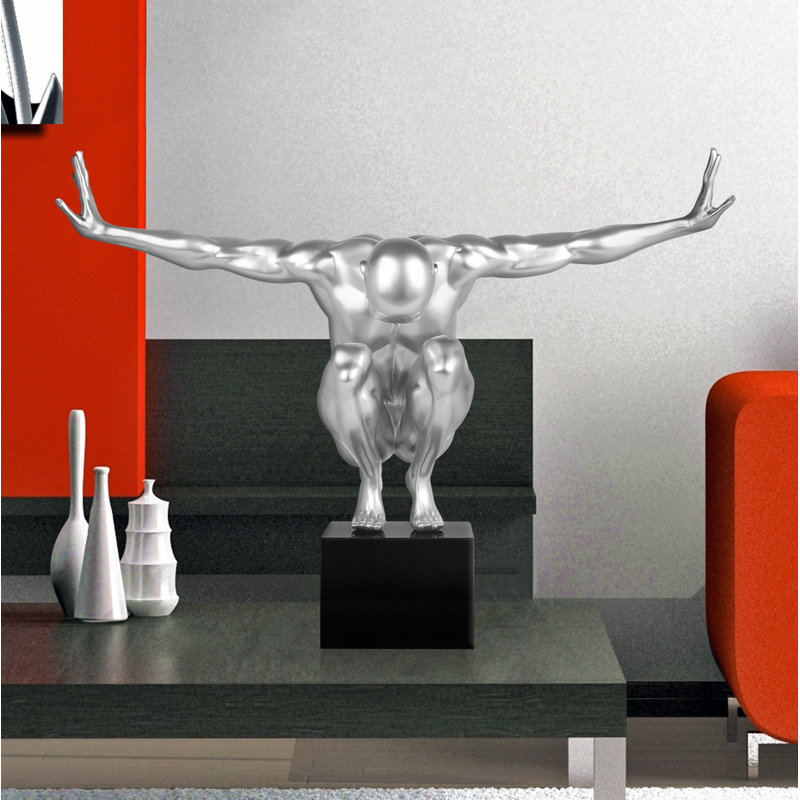 People Statue, 59cm H x 80cm W x 31cm D, Silver