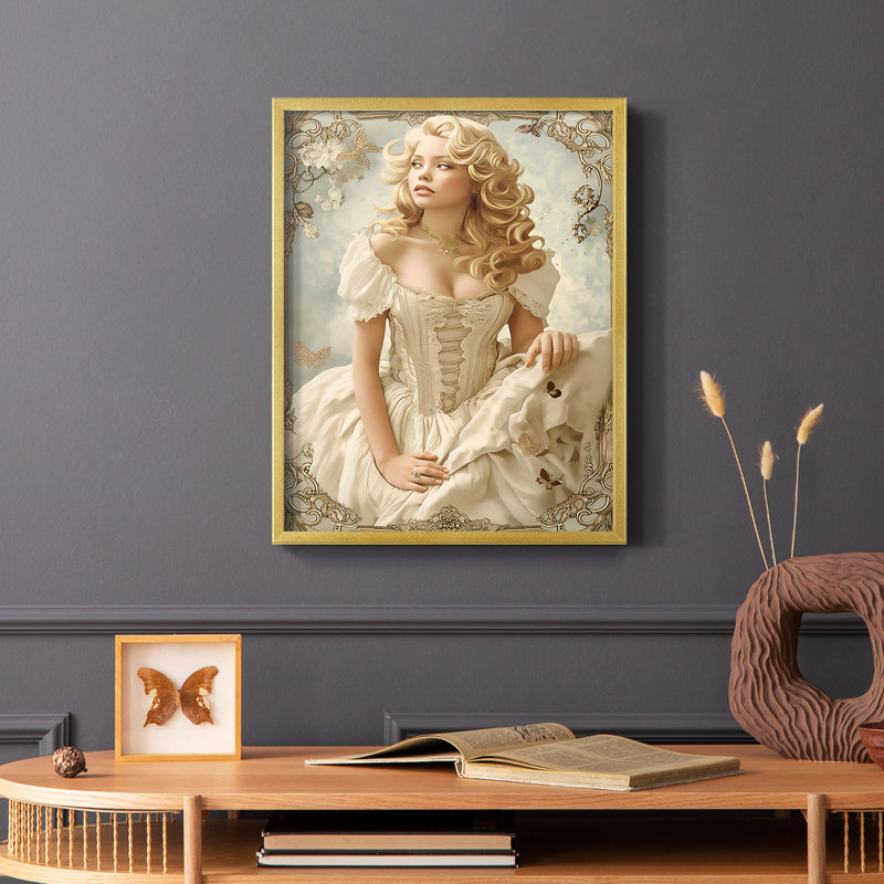WOMEN Series CECXLV III - reproduction encadrée de qualité supérieure - prête à être accrochée - aucun clou requis, Or