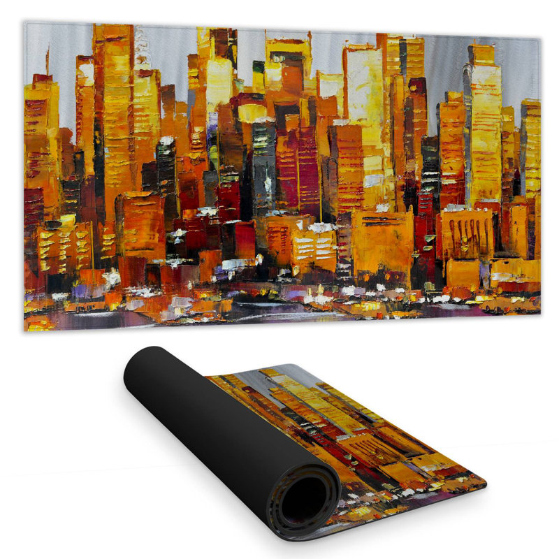 Orange buildings - 15.75"x31.50" Desk mat