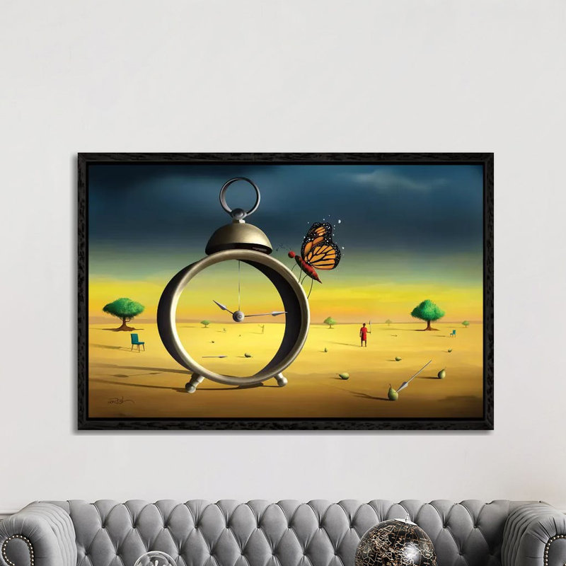 Cena Com Despertador (Scene With Alarm Clock) by Marcel Caram - Print on Canvas, Black Framed, 101.6 cm H x 66.04 cm W