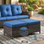 Ensemble de 2 repose-pieds en rotin avec coussins amovibles en osier pour patio-2145596457-2143425279