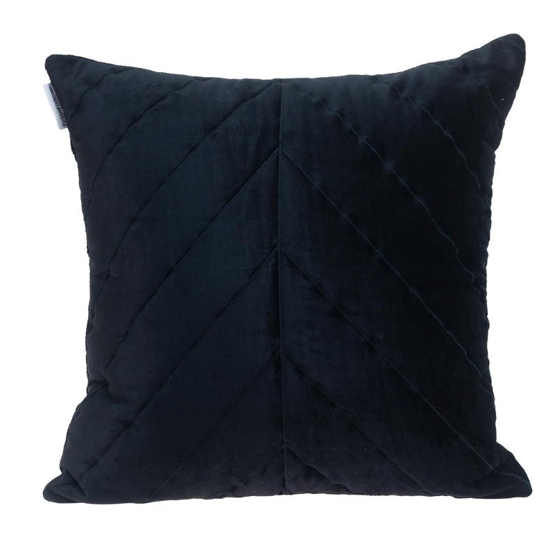 20" Black Cotton Blend Throw Pillow, Black