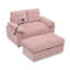 Chaise longue en chenille rembourrée avec dossier réglable, port USB, support pour téléphone et repose-pieds-125006235